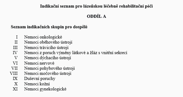 Indikacni skupiny pro lazne